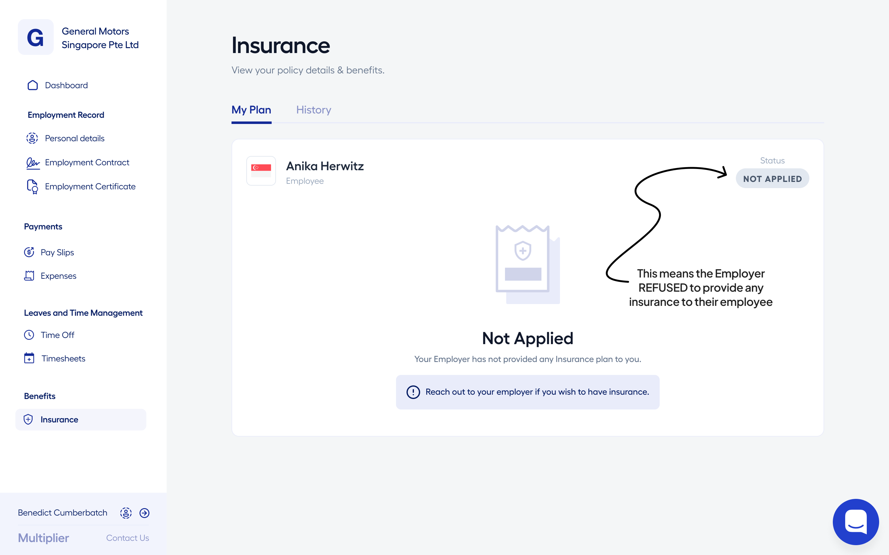 Main reason for uninsured members