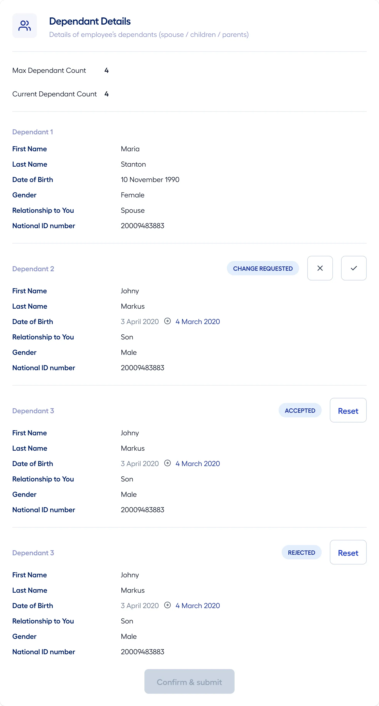 Review & Confirm Data Changes