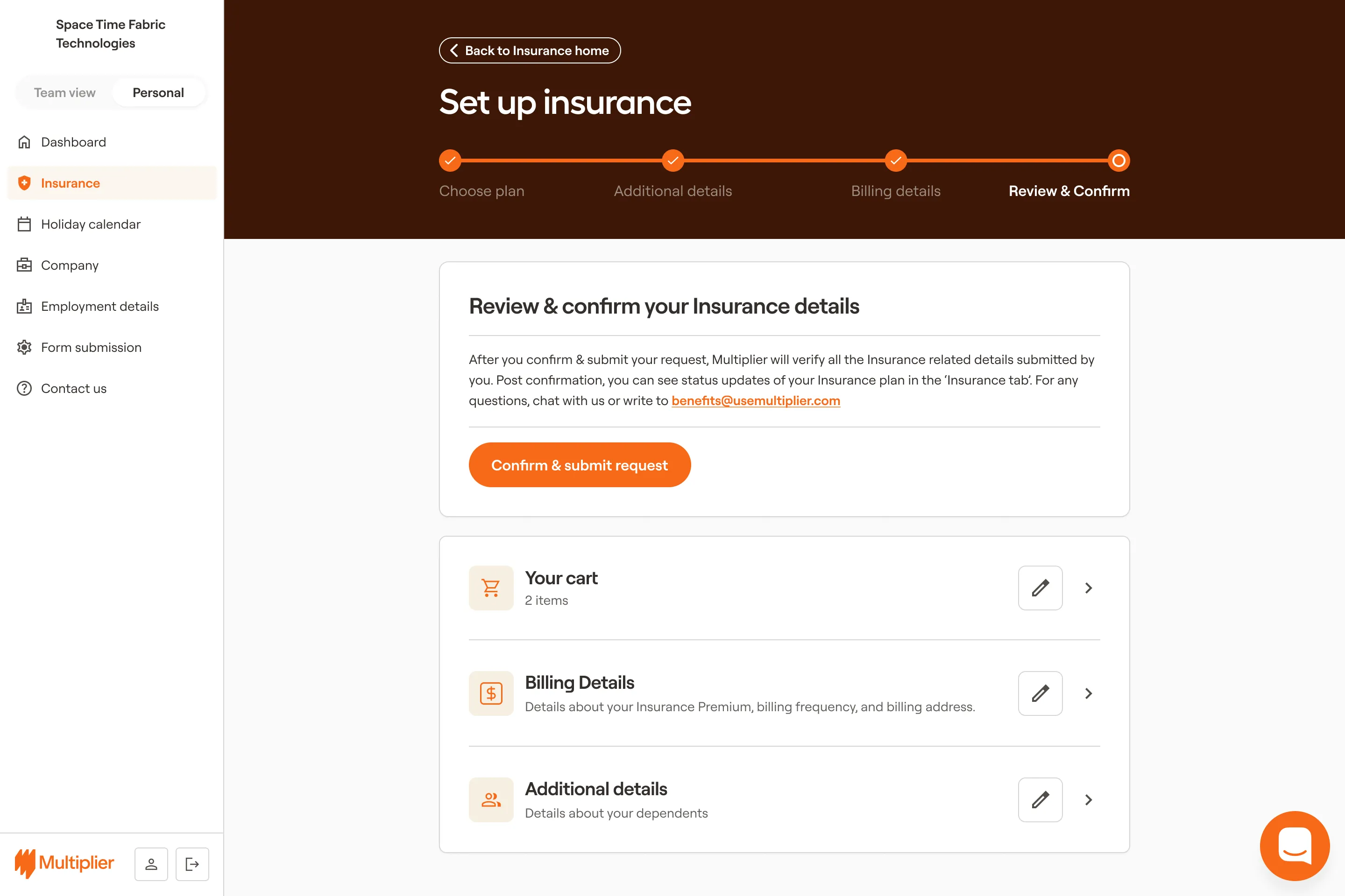 Review & Confirm Insurance Plan Purchase