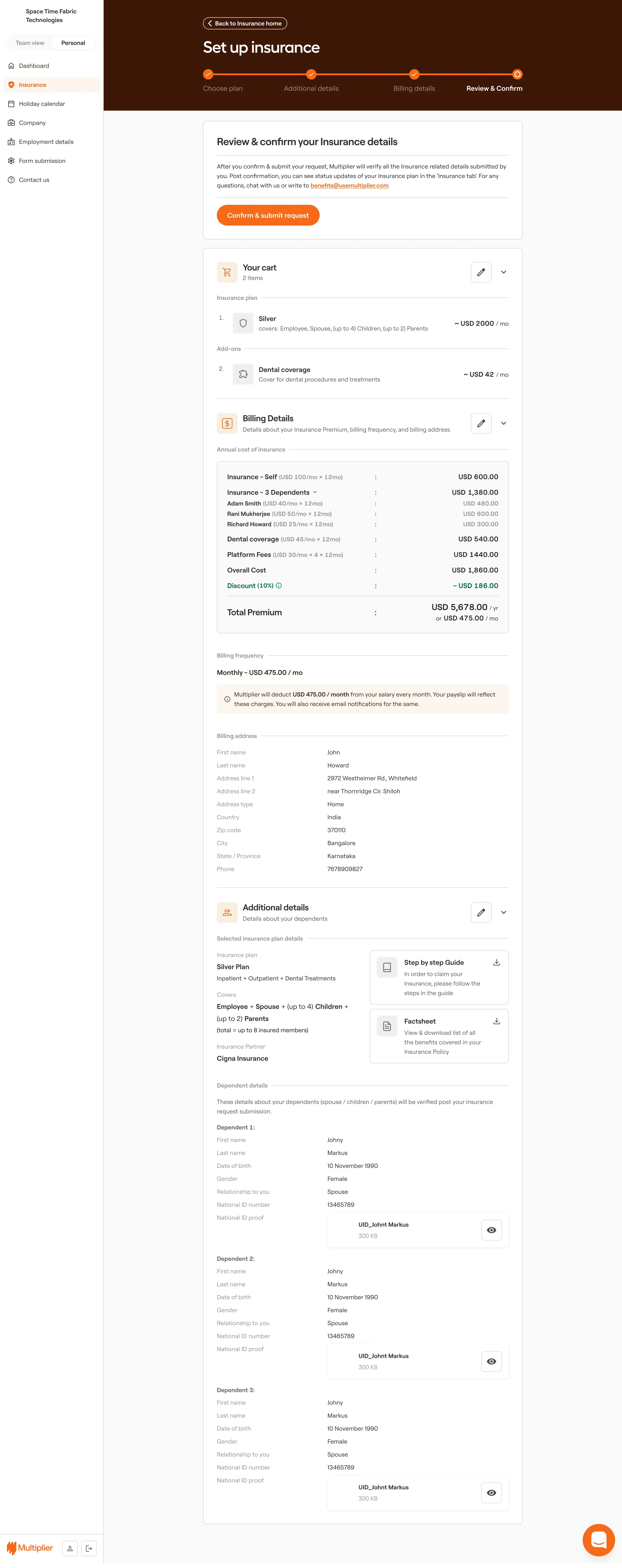 Review & Confirm Changes - Before Plan Purchase