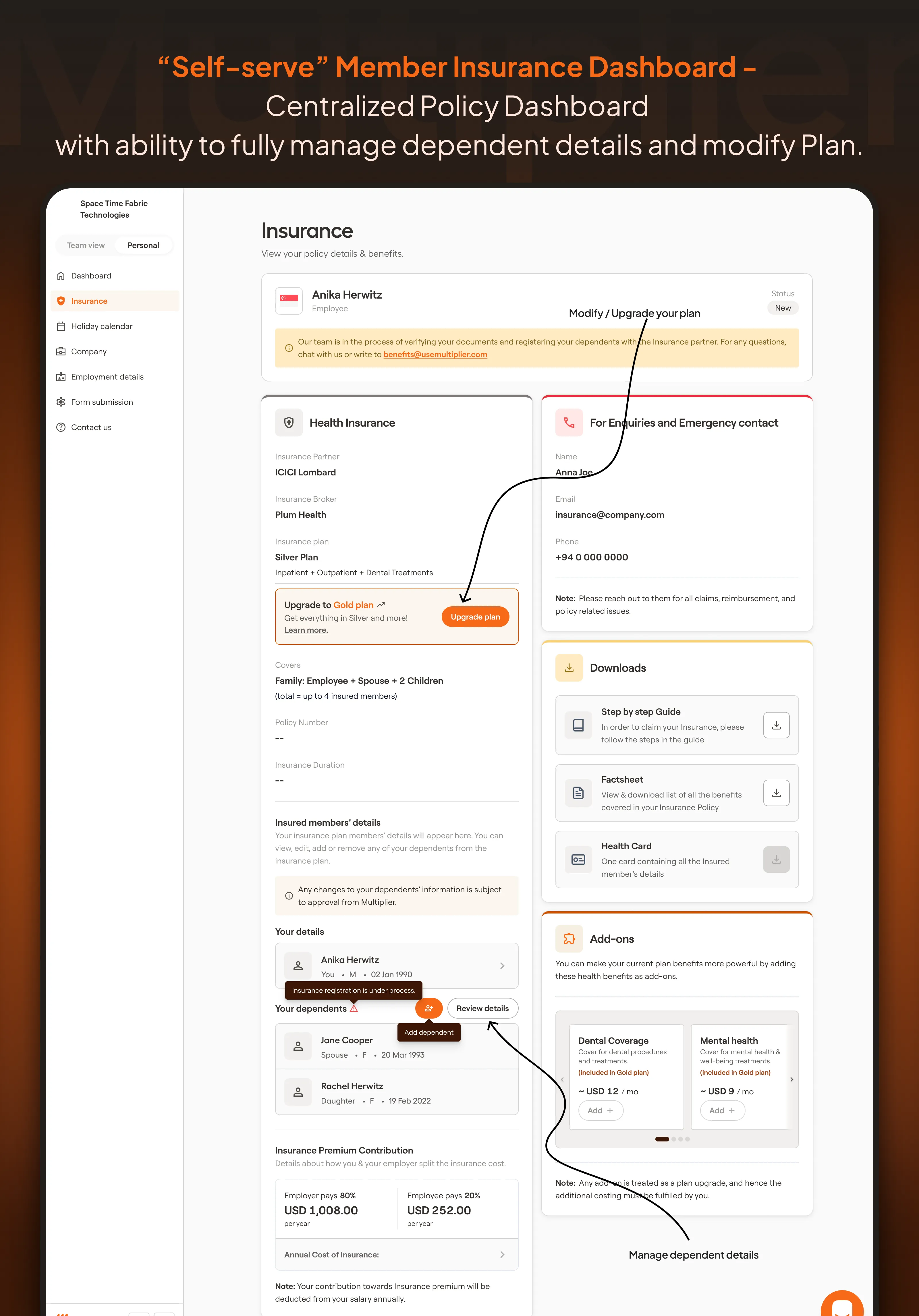 Self-Serve Insurance Dashboard