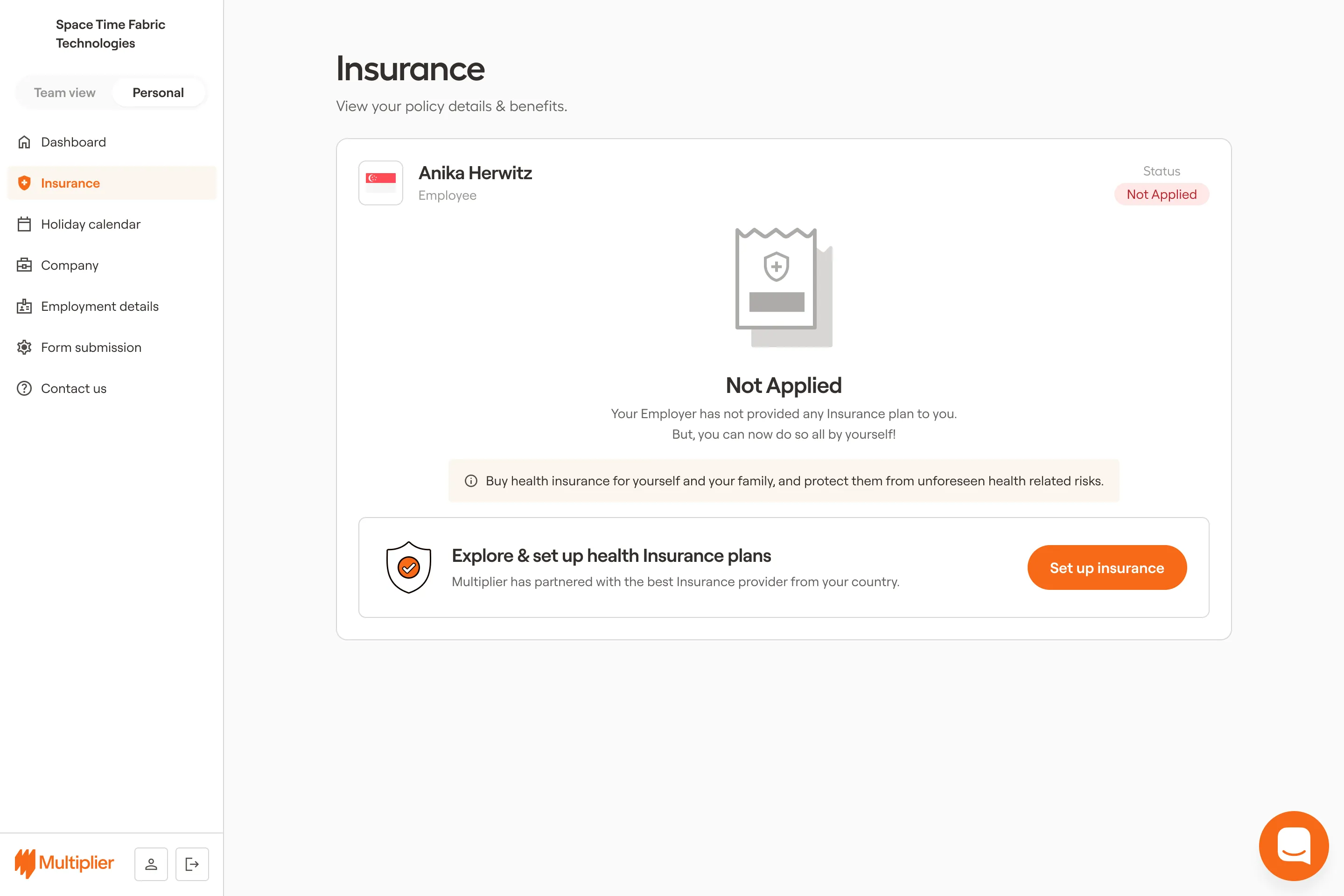 Setup Insurance for Not Applied