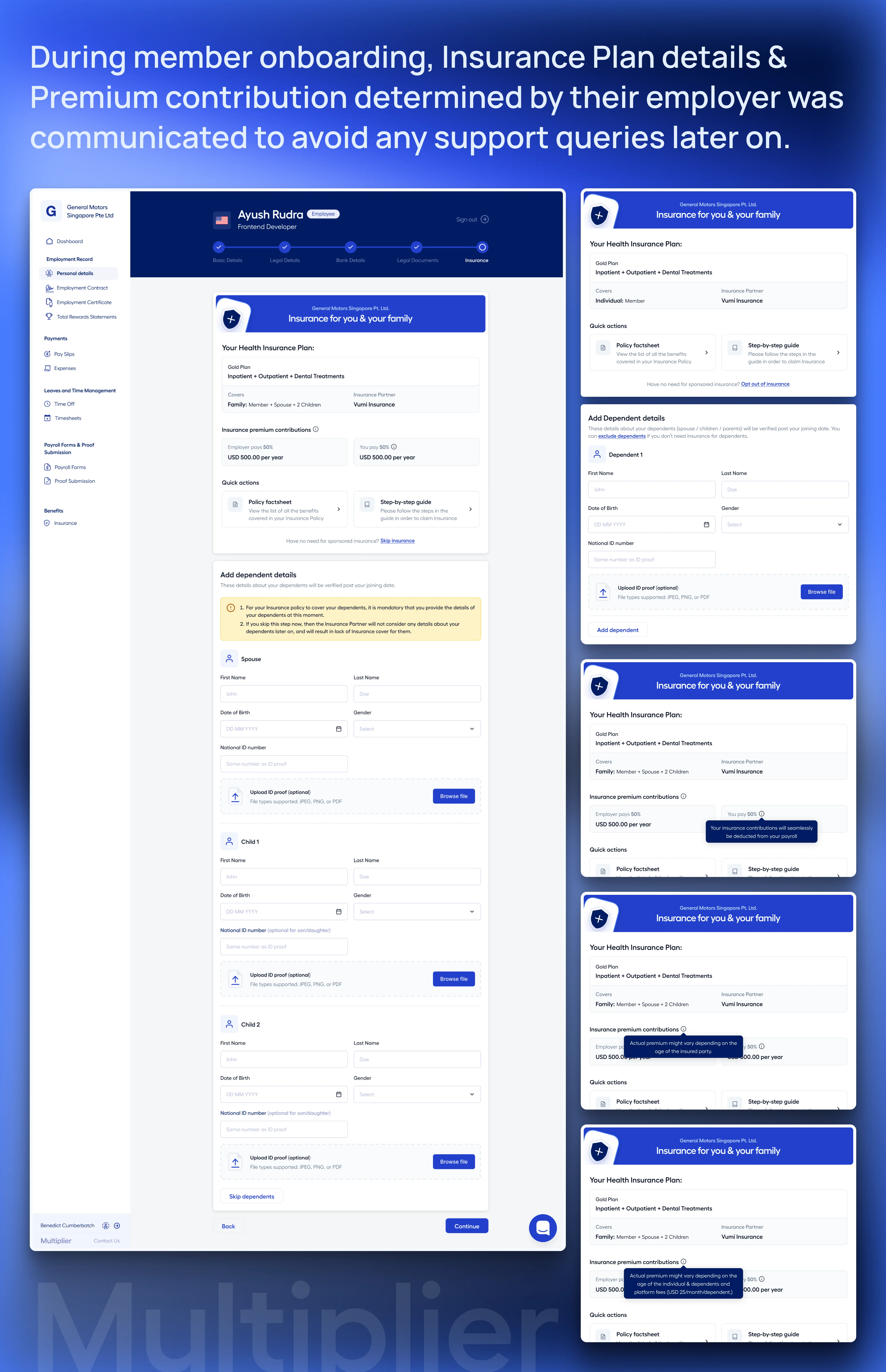Member Onboarding Insurance Details