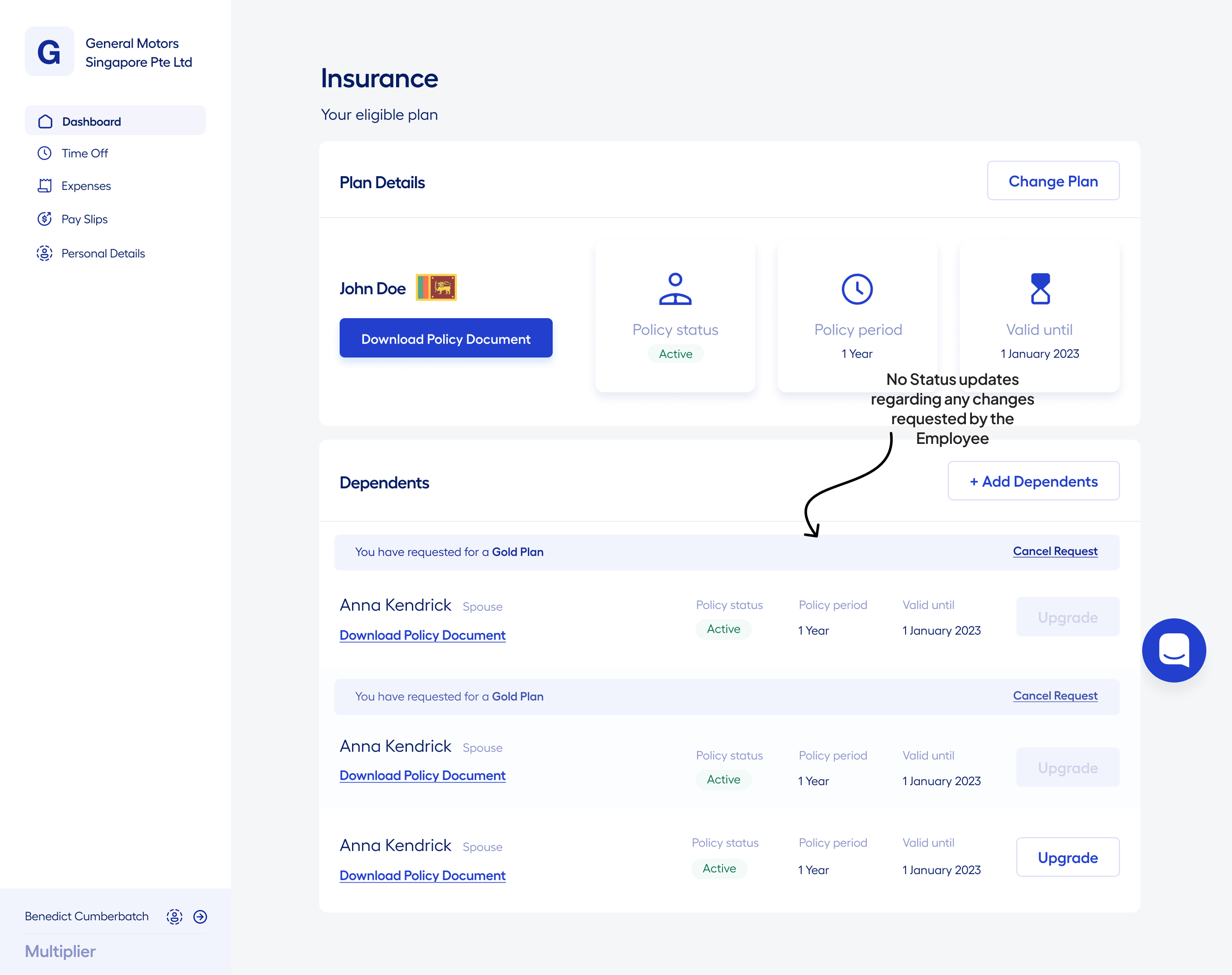 No Status Update on Employee Platform