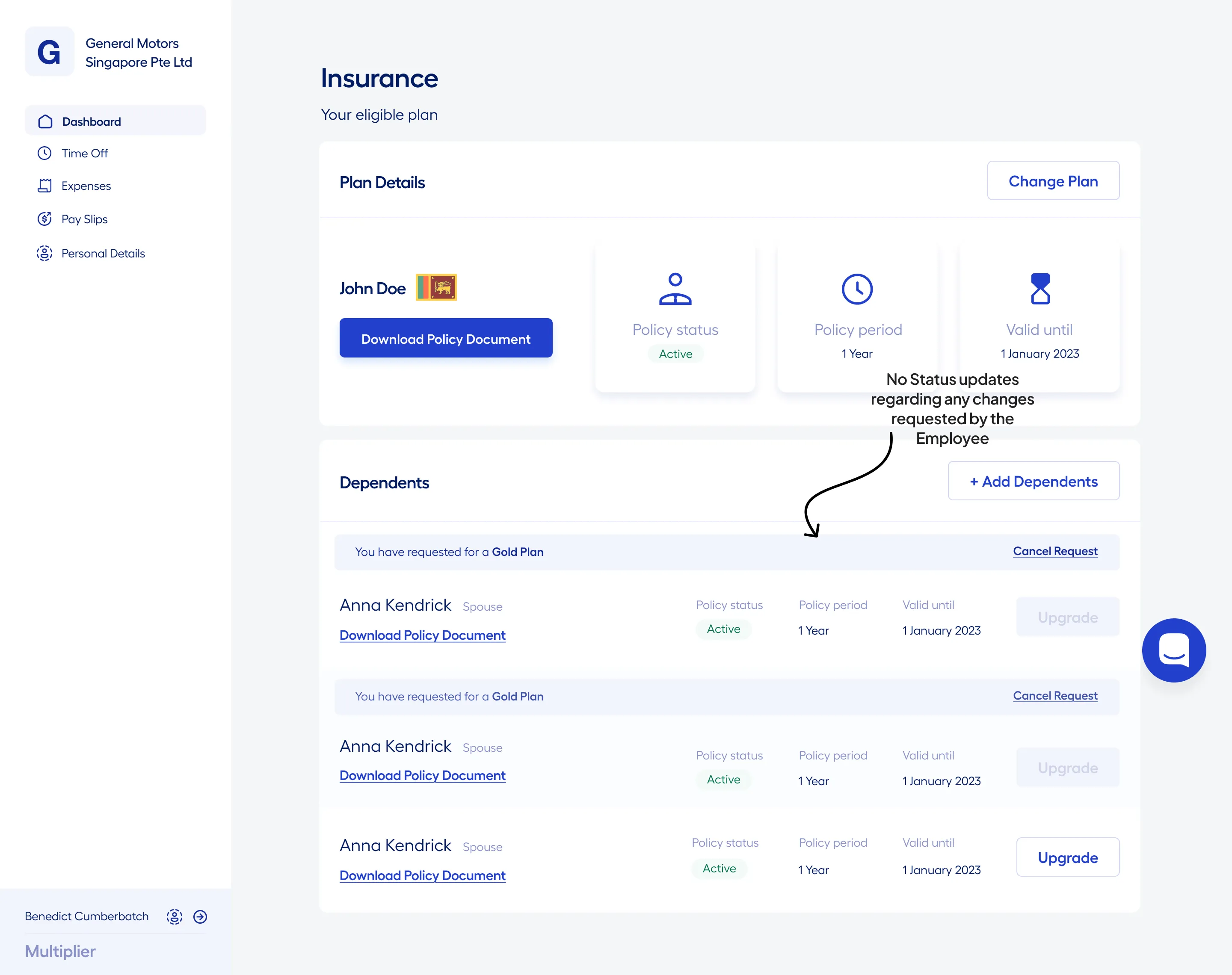 No Status Update on Employee Platform