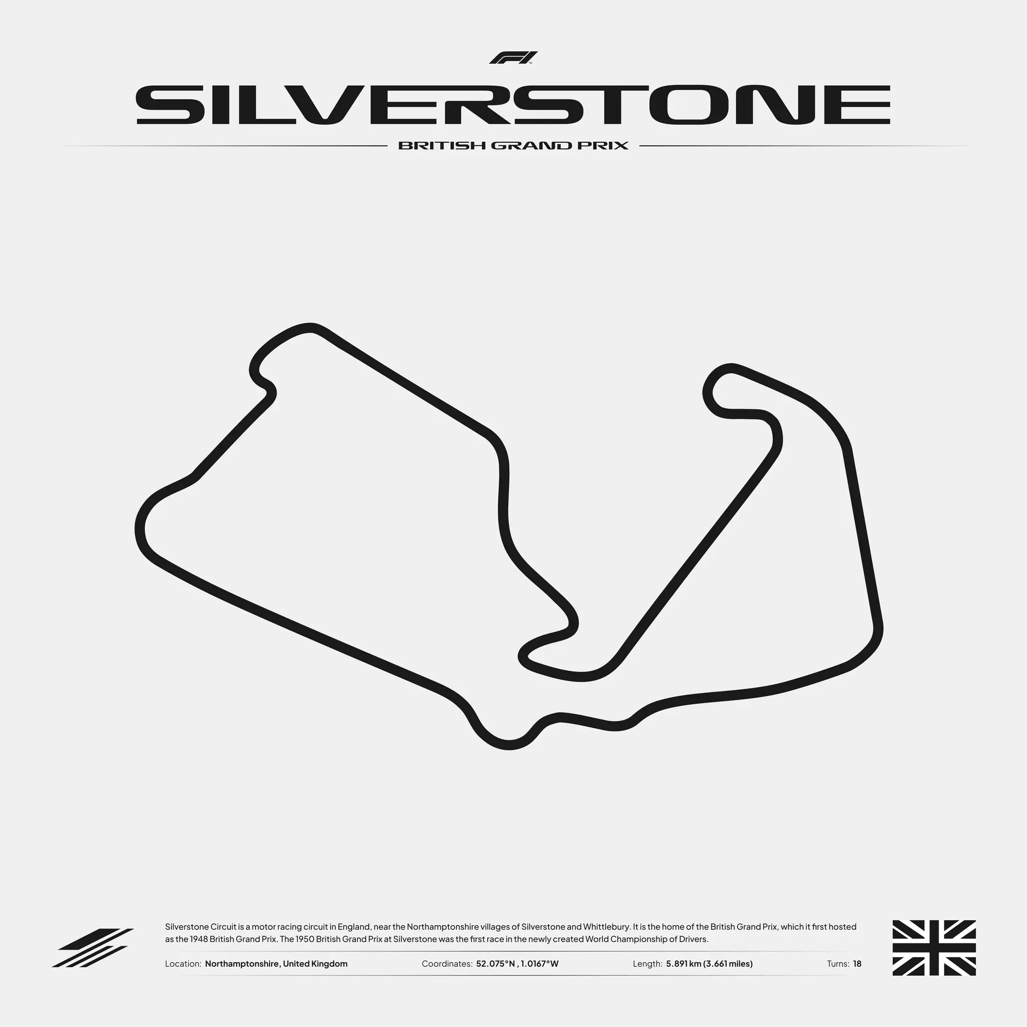 Silverstone Circuit Poster Design #3 - Plain White
