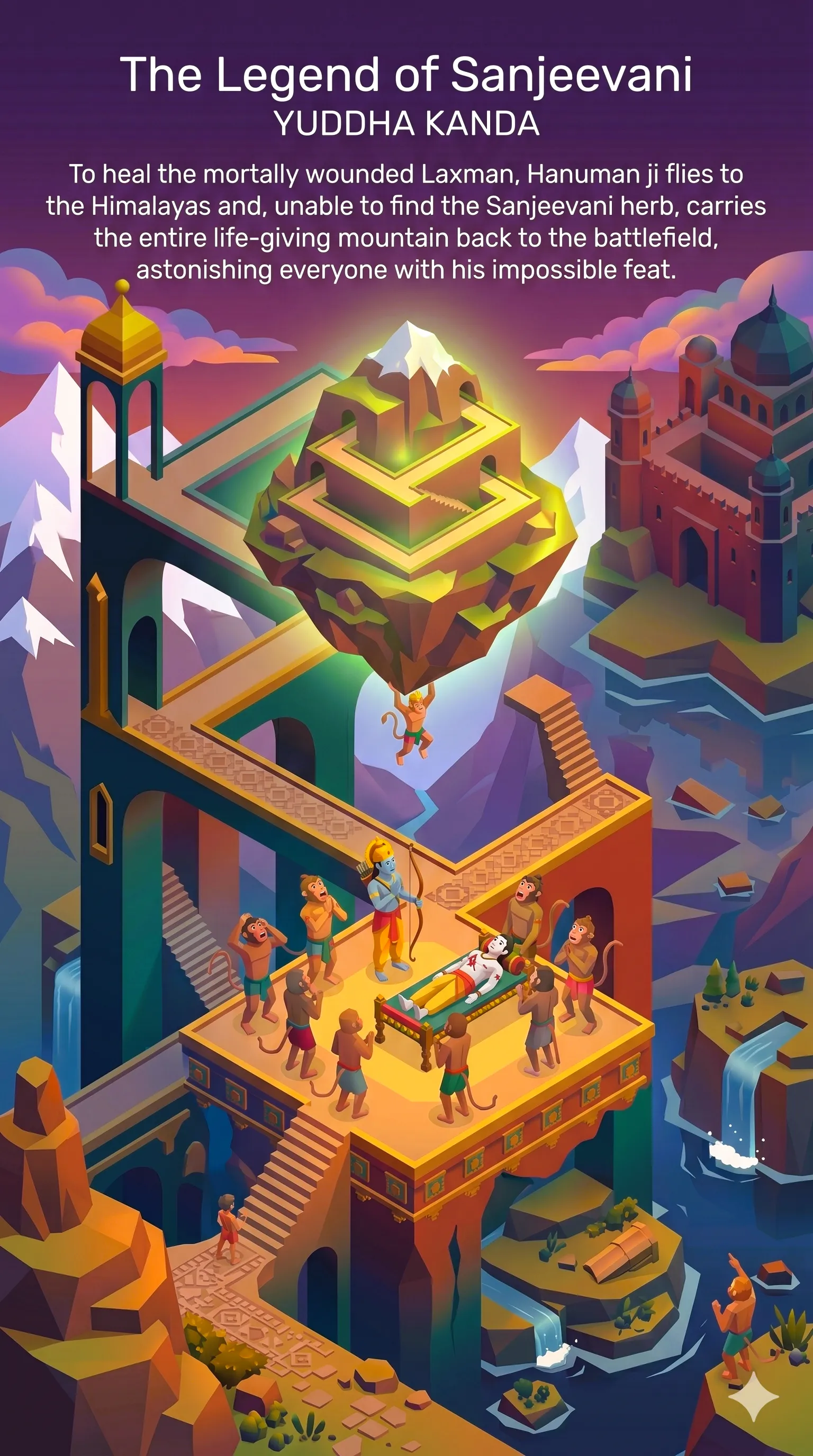 Legend of Sanjeevani imagined in Monument Valley Style